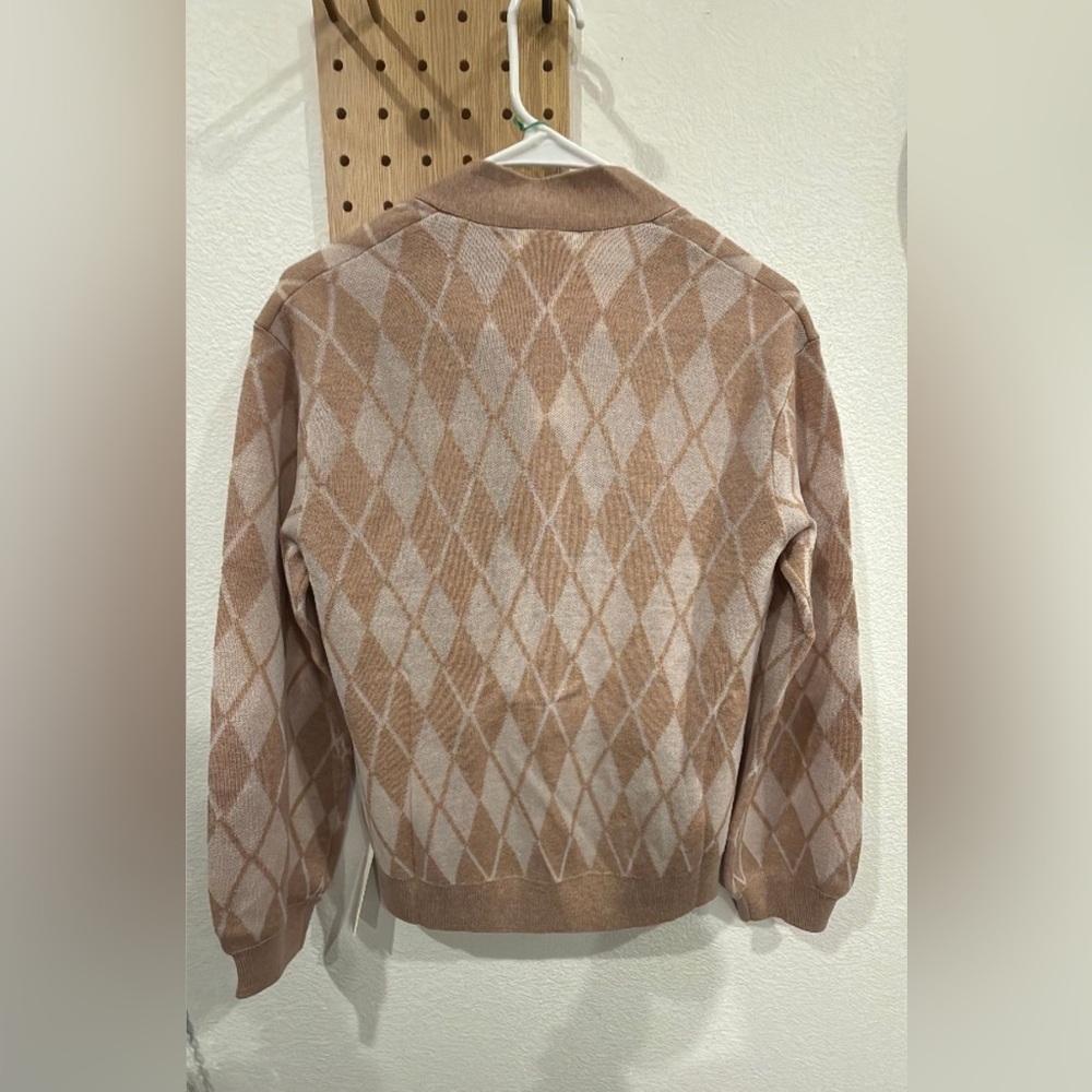 NWT Cassidy Argyle Cardigan by For Love and Lemons in‎ Brown/Pink Size Small - Picture 3 of 4